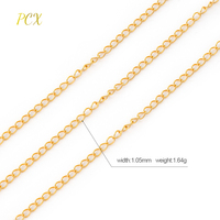 Chaîne en or véritable Au750 directement de l'usine, collier en or massif 18K/14K/22K, chaîne à maillons en corde de 1,75 mm et 1,05 mm pour la fabrication de bijoux