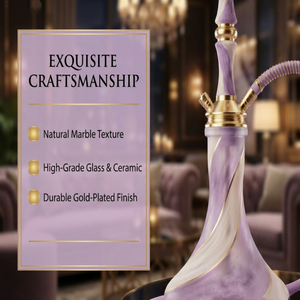 Juego de cachimba de mármol púrpura de lujo, moderno, de acero inoxidable dorado, shisha, narguile, pipa de agua para fumar, para bar, salón, fiesta, regalo. - Product Image 3