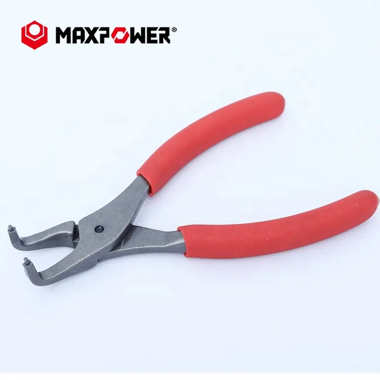 MAXPOWER-herramienta extractora de tornillos, Alicates de sujeción de plástico de 45 grados, Alicates de anillo a presión de mandíbula doblada externa