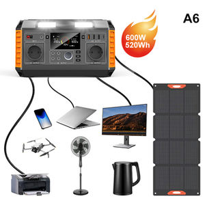 Générateur solaire 600W 520Wh, station d'alimentation portable, batterie lithium-ion avec charge solaire et prise AC, onde sinusoïdale pure - Product Image 1