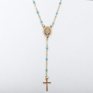 Collana con rosario in acciaio inossidabile stile italiano con Saint Benedict e San <span class=keywords><strong>Judas</strong></span> placcato oro 18K catena di perline croce regalo cattolico - Product Image 4