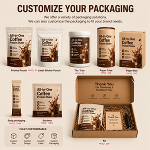 Poudre de protéines de café OEM personnalisée avec extrait de collagène de lactosérum de bovins nourris à l'herbe et extraits de champignons <span class=keywords><strong>pour</strong></span> la nutrition sportive en marque blanche - Product Image 2