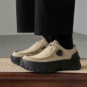 <b>Men's</b> Low-<b>heeled</b> Shoes Vintage Low-<b>heeled</b> Suede Loafers Add Convenience <b>for</b> Wearing Suitable <b>for</b> Winter Casual Wear - Product Image 2