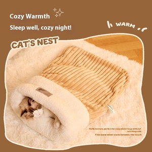 Cama de invierno para gatos, saco de dormir cálido para gatos, nido para dormir para gatos, cama cómoda y segura para perros, suministros para mascotas - Product Image 4
