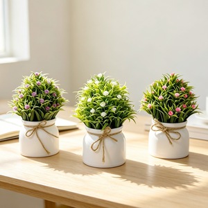 Planta Bonsái Artificial con Maceta, 31 Mallas, Orquídea, Baby's Breath, Cuerda de Cáñamo, Decoración Verde para Interiores, Hogar, Oficina, Escritorio - Product Image 3