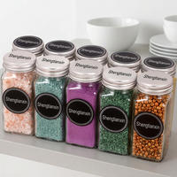 Etiqueta Adhesiva Personalizada Minimalista Preimpresa con Texto Negro sobre Vinilo Blanco Impermeable para Hierbas y Condimentos para la Cocina