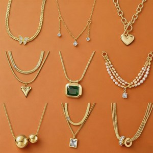 MW قلادة المجوهرات الجميلة قلادة سلاسل الموضة المختنقون طبقات الماس الفولاذ المقاوم للصدأ قلب جولة بلورات قلادات سحر - Product Image 1