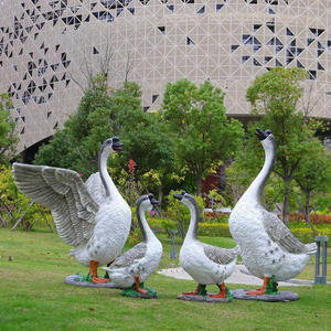 屋外ガーデン樹脂ホワイトグースダックモデル装飾環境にやさしい模造動物彫刻ヴィラ芝生景観装飾 - Product Image 4