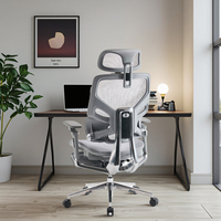 Chaise de bureau exécutive moderne en maille, réglable, avec base en aluminium, inclinable, design ergonomique et repose-pieds – Vente en gros