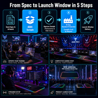 Tapis de souris RGB personnalisé, tapis de jeu professionnel 900x400mm, surface en tissu de qualité tournoi, éclairage des bords, OEM Canada