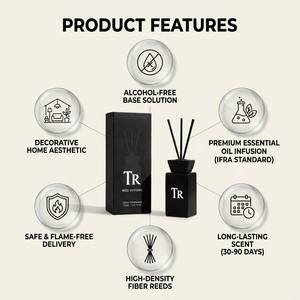 Luxury Minimalist Matte Black Scented Jar <b>Reed</b> <b>Diffuser</b> Set For Modern Home Decor Wholesale Private Label Premium Realistic Gift - Product Image 3