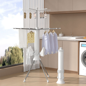 Trong nhà 360 ° xoay kim loại ráp quần áo khô giá Trung Quốc ffloor gấp giặt khô giá - Product Image 4