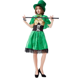 Costumes populaires pour adultes et enfants, tenue de lutin verte, festival ethnique irlandais, fête d'Halloween, carnaval, déguisement - Product Image 2