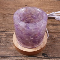 Lampe de bureau à LED en cristal de quartz rose naturel en forme de fleur, lampe de table USB pour le salon, artisanat en pierre brute brute, moderne