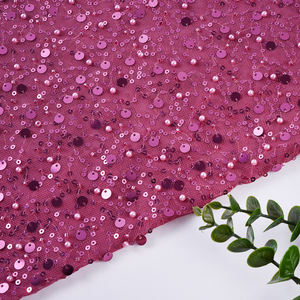 Polyester Luxury Sequin Textile Fabricwhite Black Bead Lacesequin Fabricflat Embroidery Dress Lace <strong>Fabric</strong> New Arrivals - Product Image 4