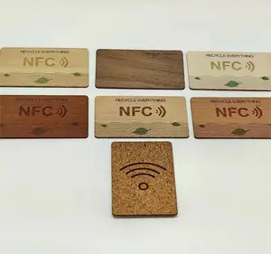 Cartão inteligente de madeira NFC para negócios, ecológico, 13.56mhz, cartões de madeira RFID, cartão de visita