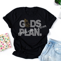 Hot Fix Rhinestone GOD'S PLAN Flatback Iron-on Transfer Printing Design Stretch Caractéristique Offre Spéciale