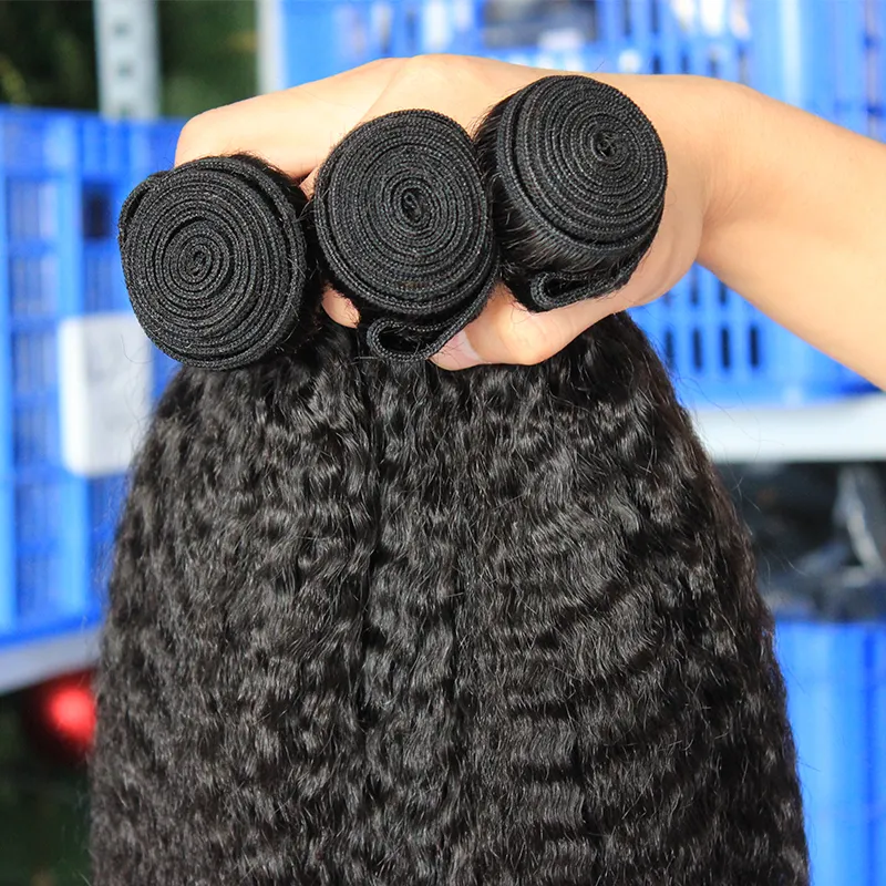 Kinky Straight Hair Brazilian Virgin Hair Weave Bundles Coarse Yaki 100% Human Hair Bundles 3 Dolago Products Extensions