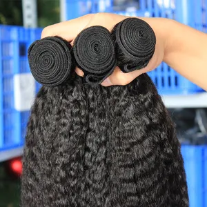 Kinky Straight Hair Brazilian Virgin Hair Weave Bundles Coarse Yaki 100% Human Hair Bundles 3 Dolago Products Extensions