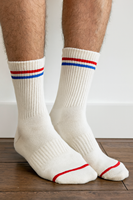 Chaussettes en coton à logo personnalisé, rayées, vente en gros, OEM, respirantes, chaussettes de sport personnalisées pour l'extérieur