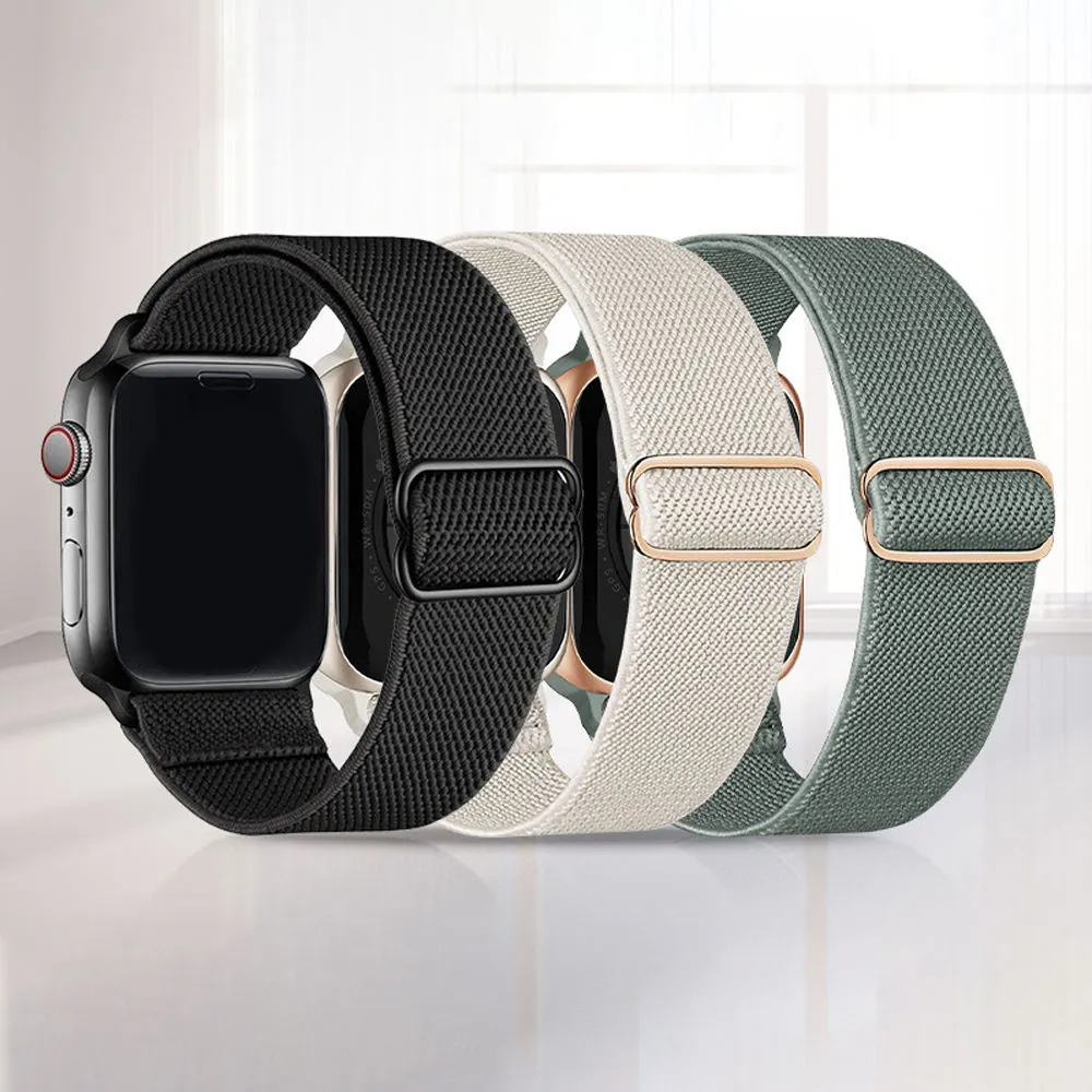 Custom Sport Rugged Nylon Elastic Loop Fabric Woven Smart Watch Strap Band For Apple Watch 9 8 Ultra 7 6 40mm 49 mm