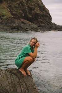 T-shirt Casual da donna in cotone 100% taglie forti in spugna verde elegante e all'ingrosso t-shirt in cotone Over Size - Product Image 3