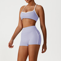 Ensemble de sous-vêtements de sport hautement élastiques D-SM2535TZ-7, débardeur uni, short, soutien-gorge, bretelles, décontracté, fitness, course à pied, yoga pour l'été