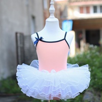 Robe tutu rose marine à nœud pour filles, tenue d'été de danse pour enfants, idéale pour la pratique de la danse et les examens de danse