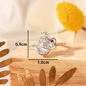 18K PVD Stainless Steel Planet CZ <b>Stud</b> <b>Earrings</b> for Women | Colorful <b>Crystal</b> Cartilage Piercing Jewelry - Product Image 3