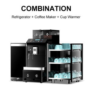 Machine à café entièrement automatique intelligente avec réfrigérateur et support chauffe-tasses, machine à café professionnelle du grain à la tasse pour bureaux, cafés et hôtels - Product Image 5