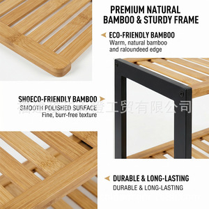 Three Layer Bamboo <b>Shoe</b> <b>Rack</b> Modern Minimalist Design Dustproof <b>Storage</b> Living Room Furniture Freestanding Multi Functional - Product Image 3