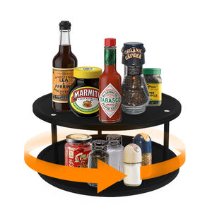 Soportes de almacenamiento para tocadiscos negros, estante de almacenamiento de especias de doble nivel de Metal, organizador giratorio de condimentos <span class=keywords><strong>360</strong></span> para <span class=keywords><strong>encimera</strong></span> de <span class=keywords><strong>cocina</strong></span> - Product Image 2
