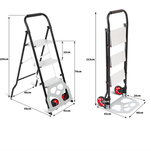 Carrito de escalera Deliladder, carro de carga multifunción de mano con carro de compras móvil de aluminio plegable con plataforma - Product Image 6