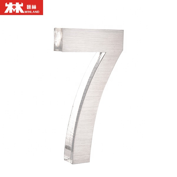 Оптовая продажа, нержавеющая сталь с акриловой буквой, 6 табличек с номером дома