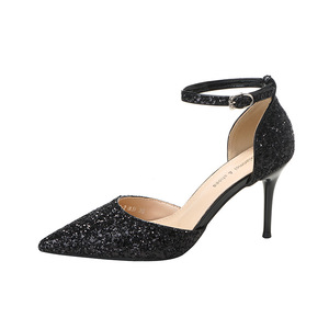 6692-2 Zapatos de Tacón de Aguja con Punta Puntiaguda, Correa en el Tobillo, Pedrería, Tacones D'Orsay, Tacón Súper Alto de 8 cm, Tendencia de Moda - Product Image 5