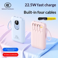 Batterie externe portable en promotion avec une grande capacité de 10000 mAh, charge rapide 22,5 W, câble intégré et impression de logo personnalisable