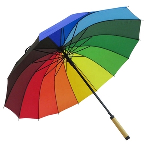 Parapluie bâton 16K multicolore entièrement automatique, résistant au vent et imperméable, en pongé 190T, avec logo personnalisé, coloré, idéal pour les cadeaux - Product Image 1