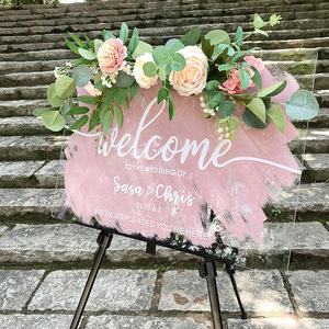 Nicro fabbrica originale personalizzata in stile Ins piastra di fidanzamento decorazioni per ingresso in acrilico chiaro segno di benvenuto per matrimonio - Product Image 1