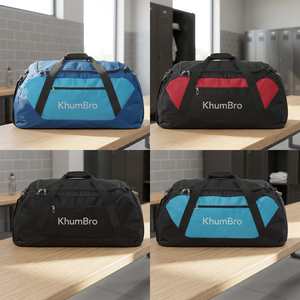 Bolsa Deportiva de Lona Azul y Cian KhumBro, Bolsa de Viaje con Compartimentos con Cremallera, Capacidad de 20-30L, Correa Ajustable - Product Image 4