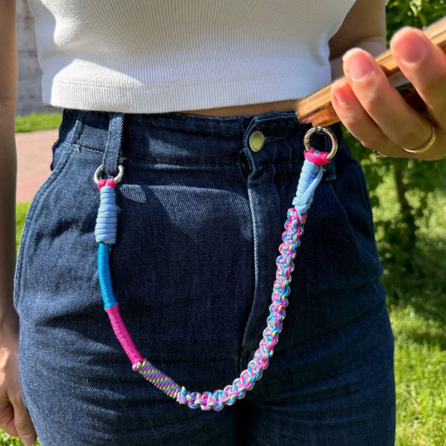 Colorful Phone Strap Charm Hand-Woven Twist Braid Paracord Phone Wristlet Lanyard Y2K Style Anti-lost Mobile Phone Accessories
