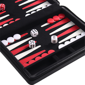 Similicuir 9 pouces Travel Size Board Backgammon Mini <span class=keywords><strong>jeu</strong></span> avec sangle de transport - Product Image 6