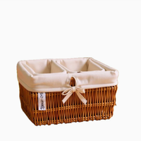 Panier de rangement en osier fait main, panier de rangement de bureau en saule et rotin, bac de rangement pour articles divers de cuisine