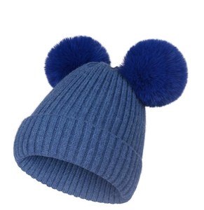 Hiver Automne Chapeau en laine filée Faux Sable Fourrure Boule Double <span class=keywords><strong>Pompon</strong></span> <span class=keywords><strong>Bonnet</strong></span> Tricoté Hommes Femmes <span class=keywords><strong>Bonnet</strong></span> de haute qualité pour la peau - Product Image 3