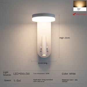 Lámpara de Pared Moderna y Sencilla de Hierro con Foco LED Regulable, Pantalla Blanca, Iluminación para Sala de Estar - Product Image 4