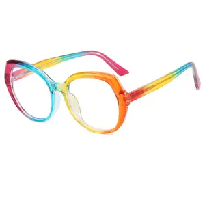 도매 2024 공장 아울렛 TR90 선글라스 레인보우 다채로운 대형 프레임 차단 안티 블루 안경