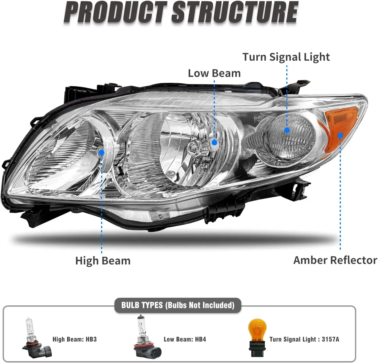 Bainel Auto Koplampen Oem 81110 02680 81150 02680 Corolla 2009 2010 Auto-Accessoires Toyota Lampjes Voor Toyota