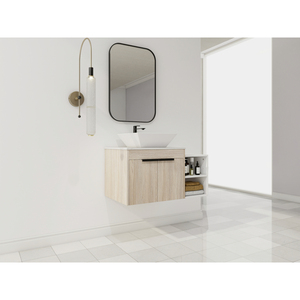 Modern Design Float Bathroom Vanity With Ceramic Sink White Stone Slab <b>Small</b> Storage <b>Shelves</b> Soft Close - Product Image 2