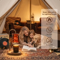 Lampe chauffe-bougie électrique sans flamme à hauteur réglable, abat-jour en verre ambré, base en bois, pour chambre et décoration intérieure – Vente directe usine