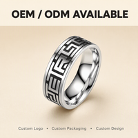 316L Edelstahlring mit geometrischer Gravur, Öltropfen-Design, Jesus-Motiv, schwarz gunmetal-plattiert, modischer, vielseitiger Schmuck, Großhandel