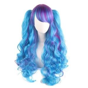 Perruque Lolita synthétique ondulée de 66 cm pour fête d'Halloween, double queue de cheval, cosplay, sans colle, résistante à la chaleur, avec filet à boutons – Vente en gros - Product Image 1